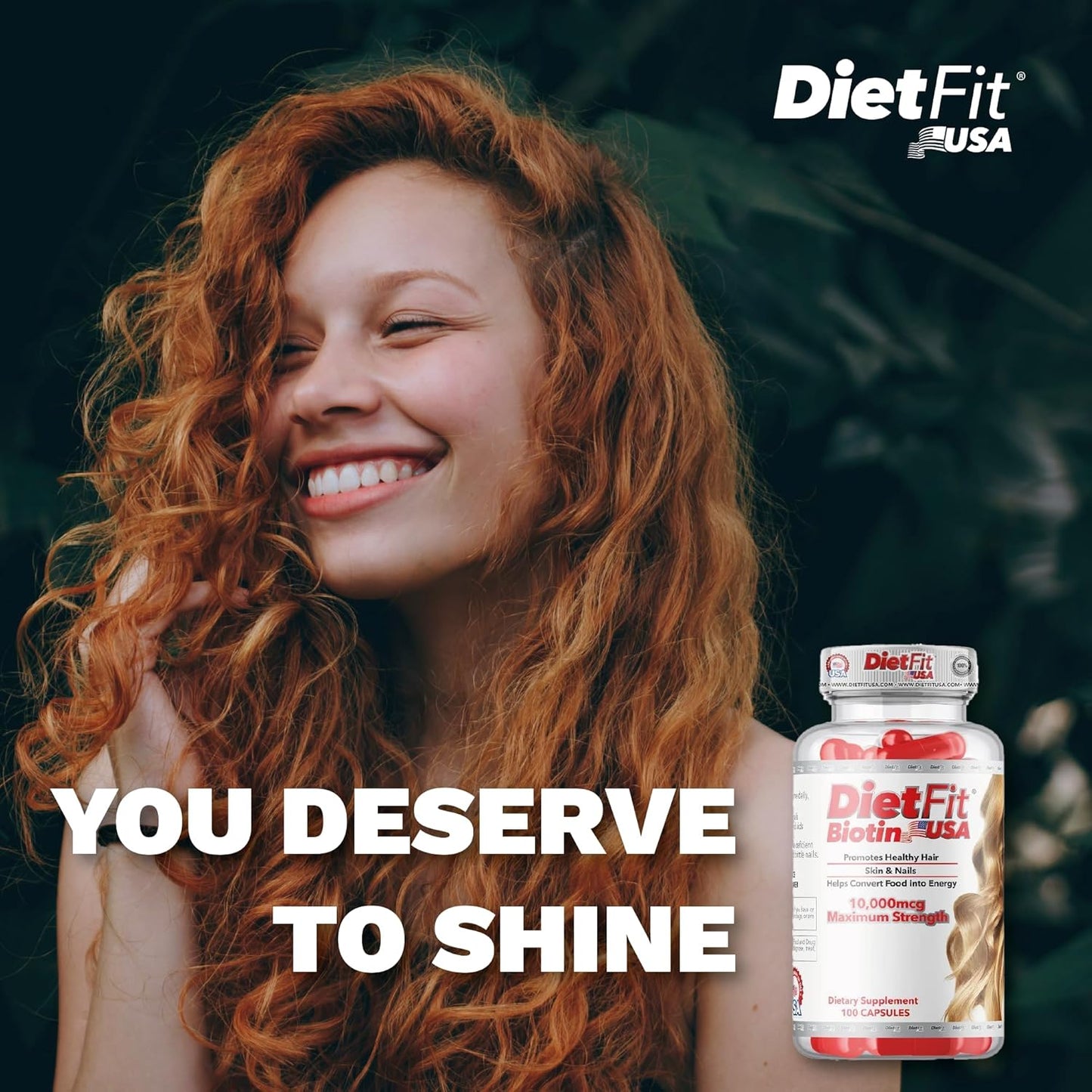 Dietfit USA Biotin Capsules - Radiant Hair, Skin, & Nails Formula | Energizing Nutrient Blend | Advanced Beauty Support | Fitness Supplements