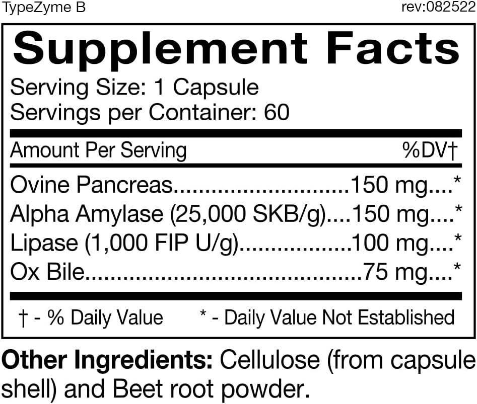 Digestive Enzyme for Blood Type B: D'Adamo Personalized Nutrition TypeZyme
