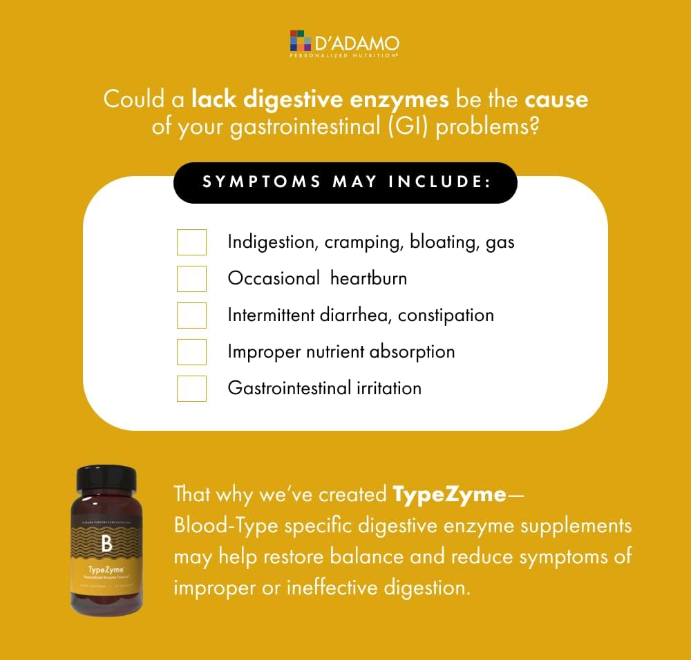 Digestive Enzyme for Blood Type B: D'Adamo Personalized Nutrition TypeZyme