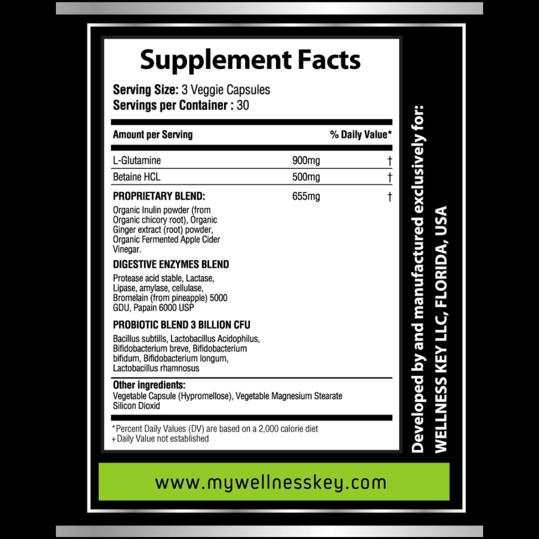 Digestive Repair Supplement with 7 Enzymes, 6 Probiotic Strains, 3 Billion CFUs - Improve Gut Health, No Bloating - Natural Ingredients - 90 Capsules