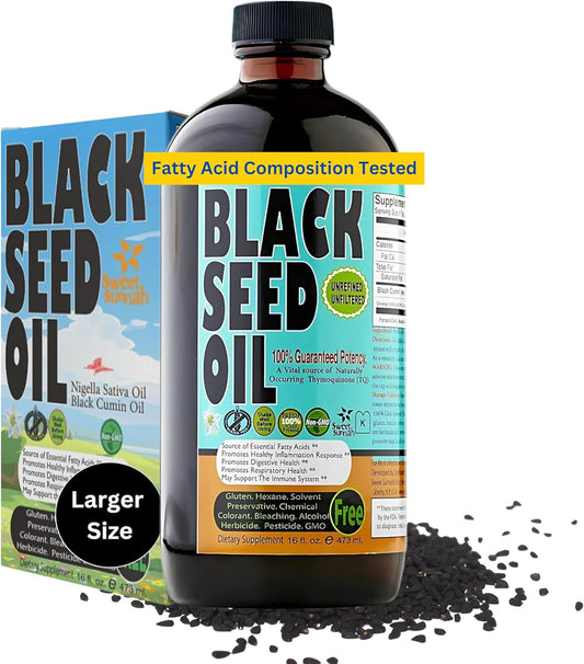 Discover Premium 16 oz Sugar-Free Black Seed Oil - Antioxidant Turkish Cumin Seed Oil - Cold Pressed for Immune Support - Vegan & Halal - Sweet Sunnah