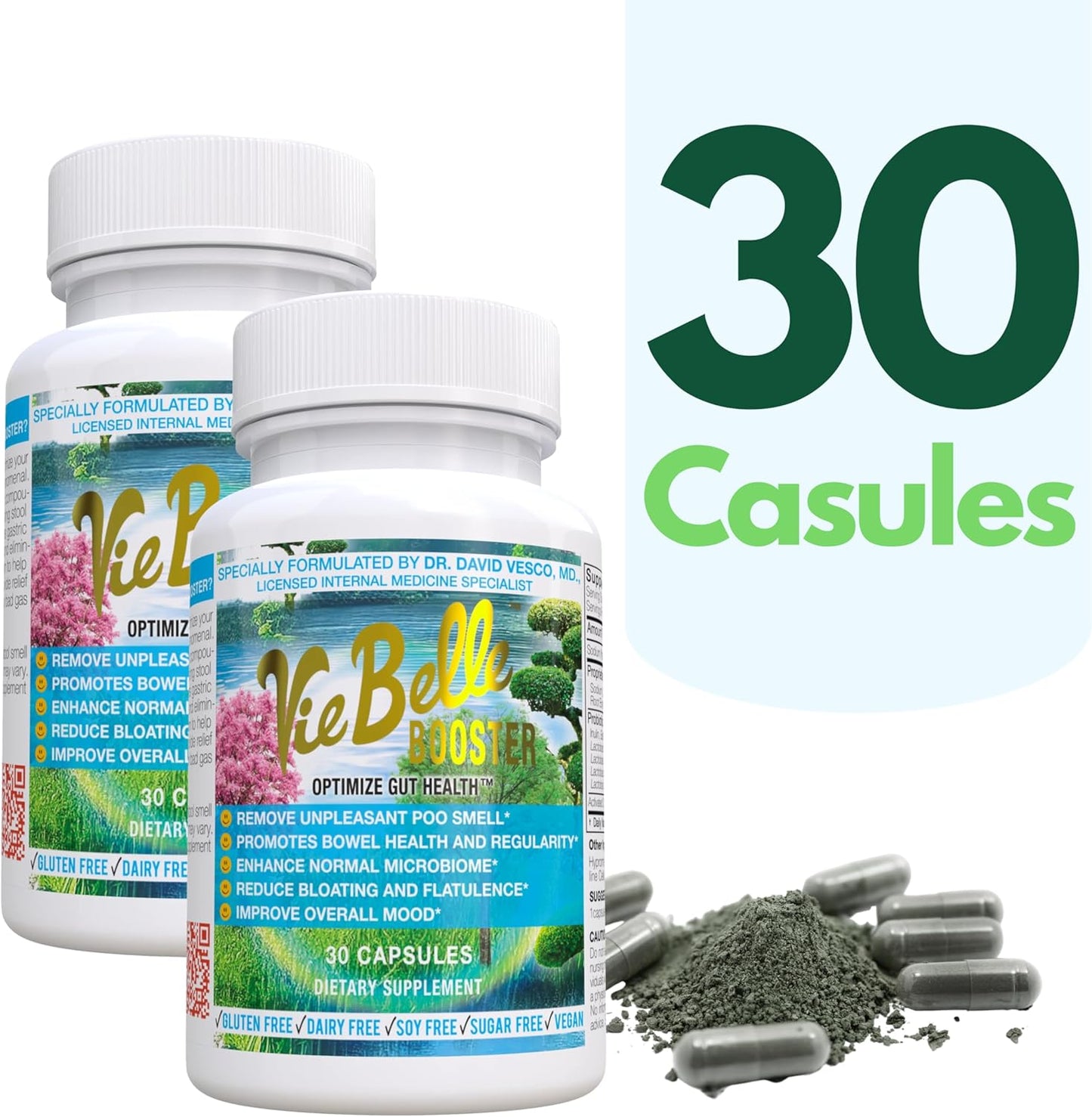 Doctor-Formulated Gut Health Supplement - All-Natural Ingredients for Bowel Health, Microbiome Support, Reduce Bloating, Enhance Mood - 30 Capsules