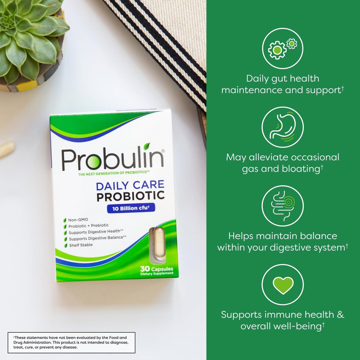 Doctor Formulated Probulin Daily Care Probiotic - 10 Billion CFU - 12 Strains - 60 Vegan Capsules x3 - Digestive & Immune Support