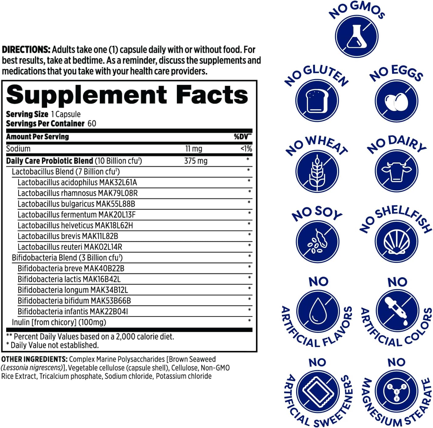 Doctor Formulated Probulin Daily Care Probiotic - 10 Billion CFU - 12 Strains - 60 Vegan Capsules x3 - Digestive & Immune Support