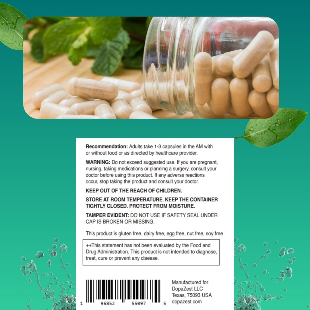 DopaZest Cognitive Support Supplement for Mental Clarity, Covid Brain, and Brain Fog - 120 Capsules