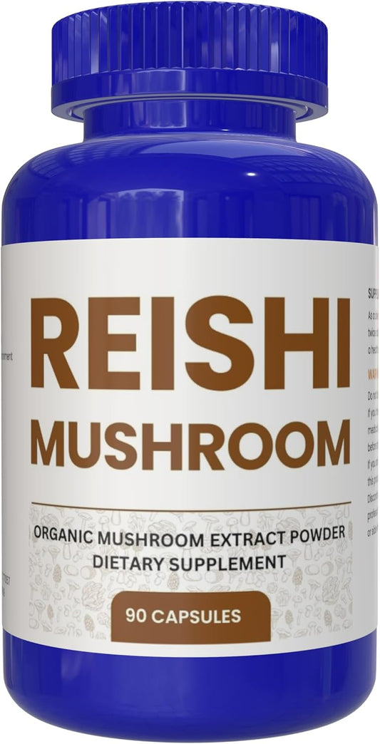 Double Wood Reishi Mushroom Capsules - 90 Count, Immune System Support, Heart Health, Quality Sleep - Organic Vegan Non-GMO Supplement