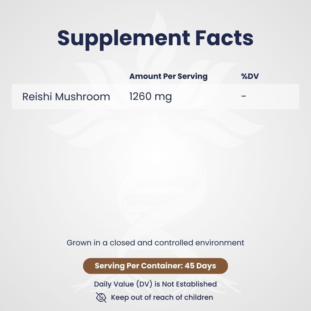 Double Wood Reishi Mushroom Capsules - 90 Count, Immune System Support, Heart Health, Quality Sleep - Organic Vegan Non-GMO Supplement