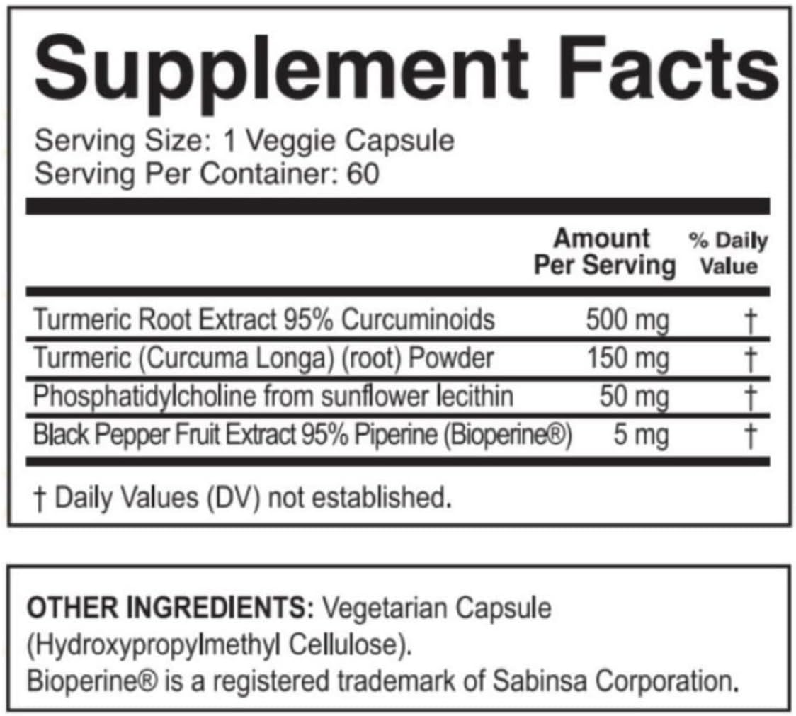 Dr. Colbert's Divine Health High Potency Turmeric with Bioperine Capsules - 60 Count, 500MG Root Extract