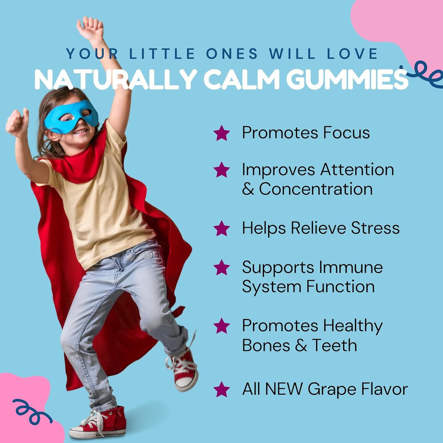 Dr. Klein's Calm Kids Magnesium Gummies - Chamomile & Linden Soothing Vitamins for Sleep Support - Grape Sugar-Free Chewables 60ct