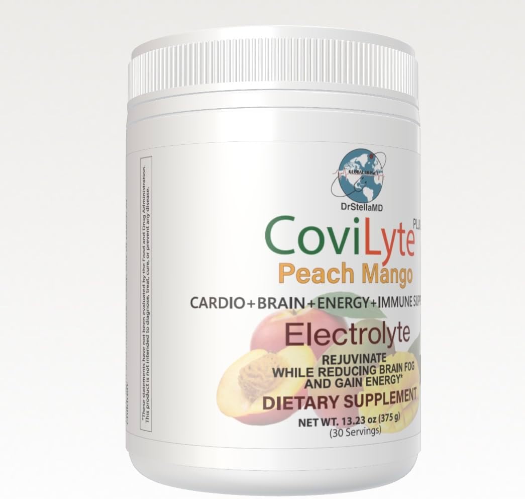 DrStellaMD CoviLyte Peach Mango - Electrolyte & Energy Drink, 30 Servings