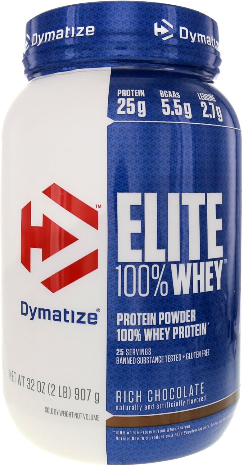 Dymatize Elite Rich Chocolate Whey Protein Powder - 2 Pound Size
