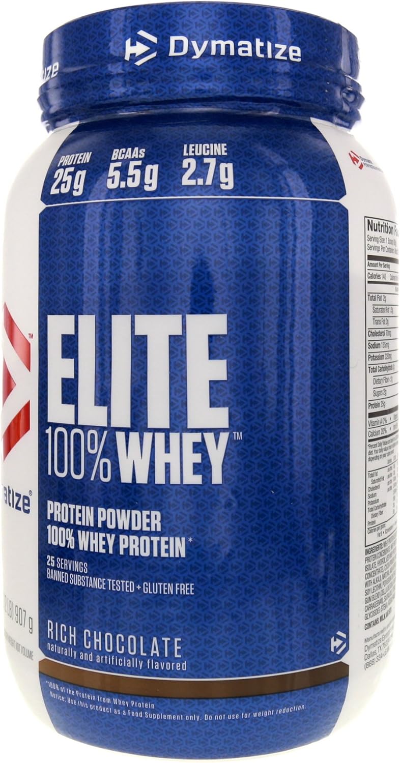 Dymatize Elite Rich Chocolate Whey Protein Powder - 2 Pound Size