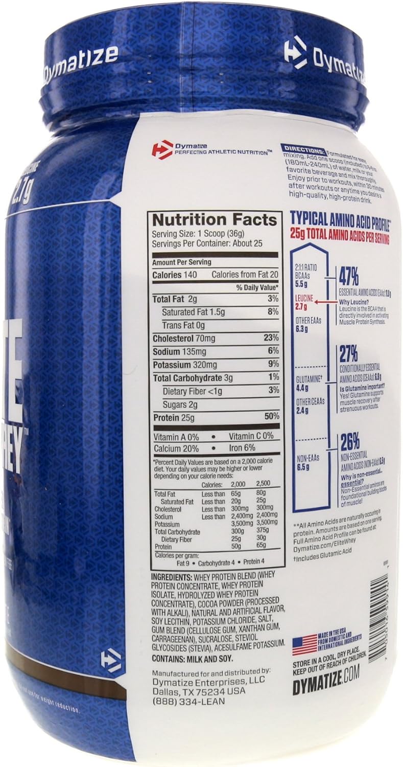 Dymatize Elite Rich Chocolate Whey Protein Powder - 2 Pound Size
