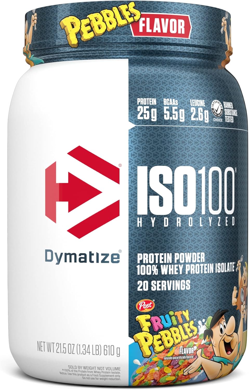 Dymatize ISO100 Dunkin' Glazed Donut Whey Protein Powder - 20 Servings, 25g Protein, 5.5g BCAAs, Gluten-Free