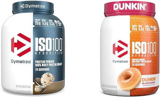 Dymatize ISO100 Hydrolyzed Whey Protein Powder, Dunkin' Glazed Donut Flavor, 25g Protein