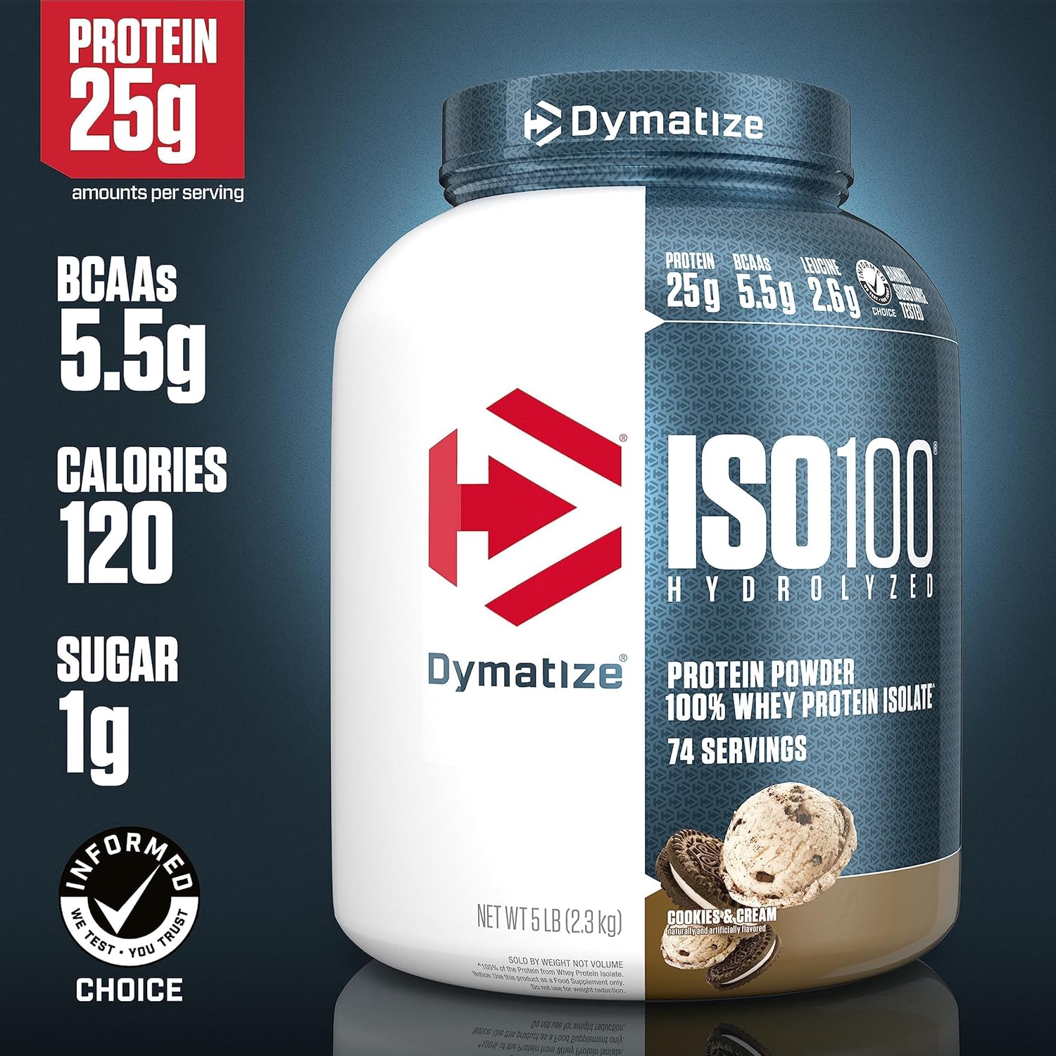Dymatize ISO100 Hydrolyzed Whey Protein Powder, Dunkin' Glazed Donut Flavor, 25g Protein