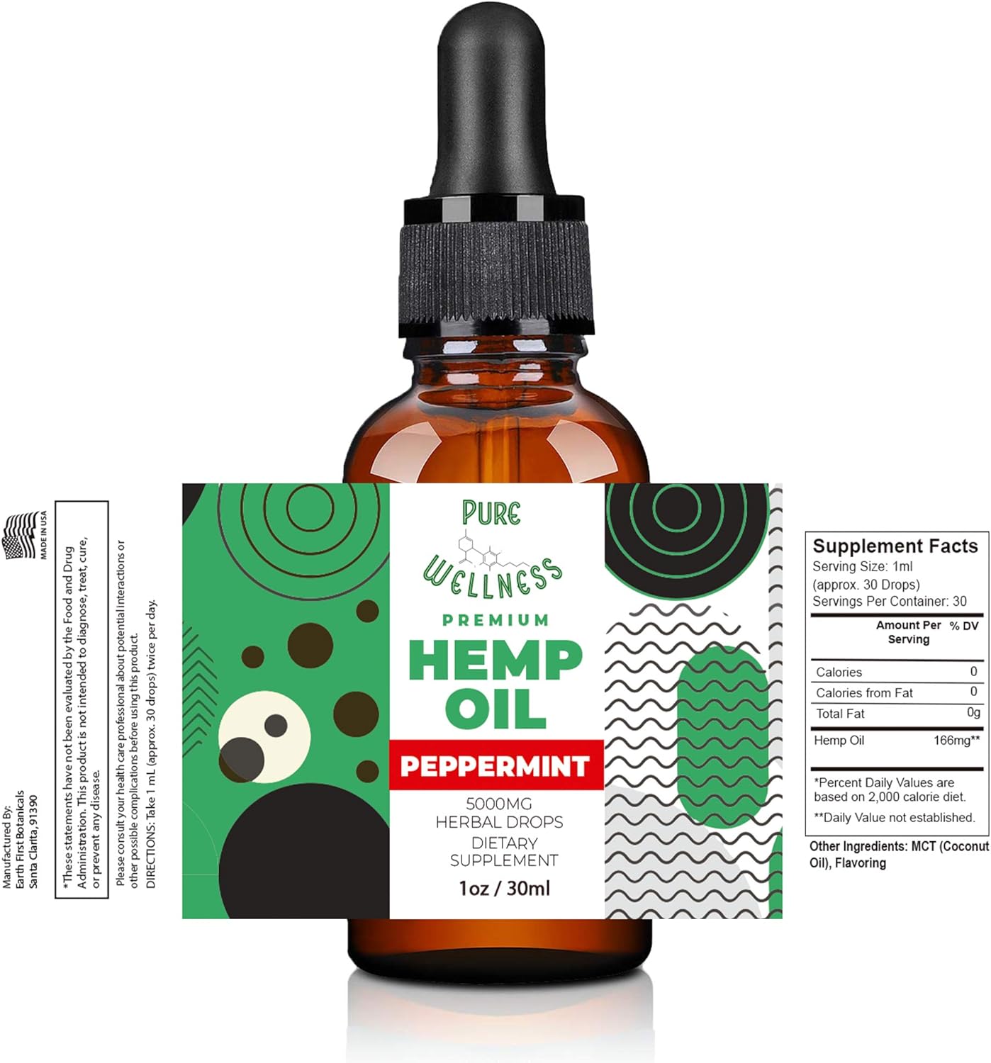 Earth First Botanicals Organic metabolism booster Seed Oil Drops - Peppermint Flavor for Cognitive Function - 5,000mg 2-Pack - Omega 3 6 9 - Non-GMO, Vegan