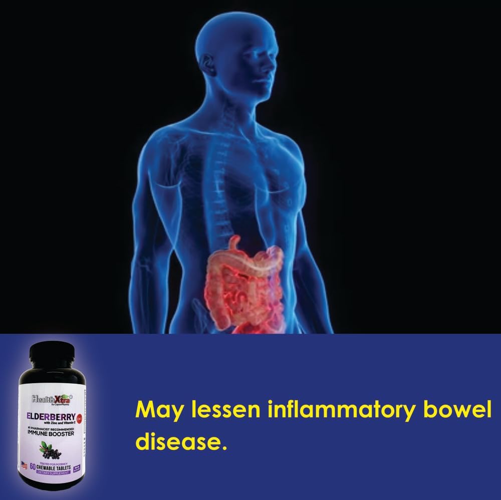 Elderberry Immune Booster Tablets with Zinc & Vitamin C - Sugar-Free, Lab Tested, 60 Chewables, No Artificial Ingredients