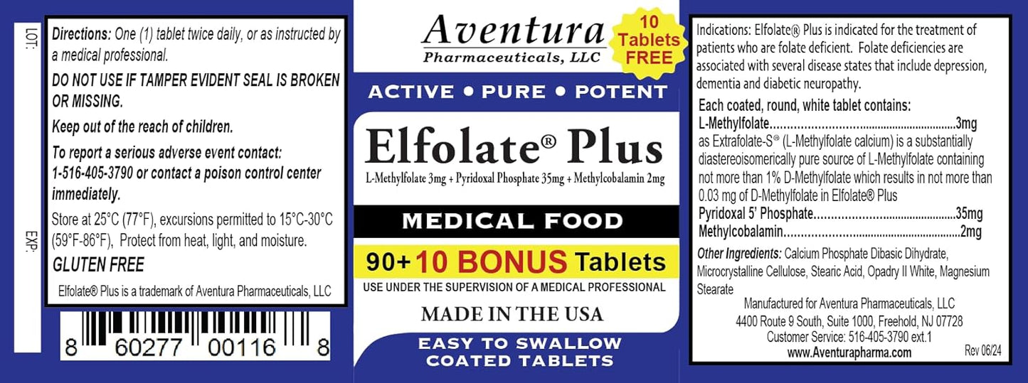 ELFOLATE PlusĀ® 3mg 100 Count Bonus Pack L-Methylfolate Supplement