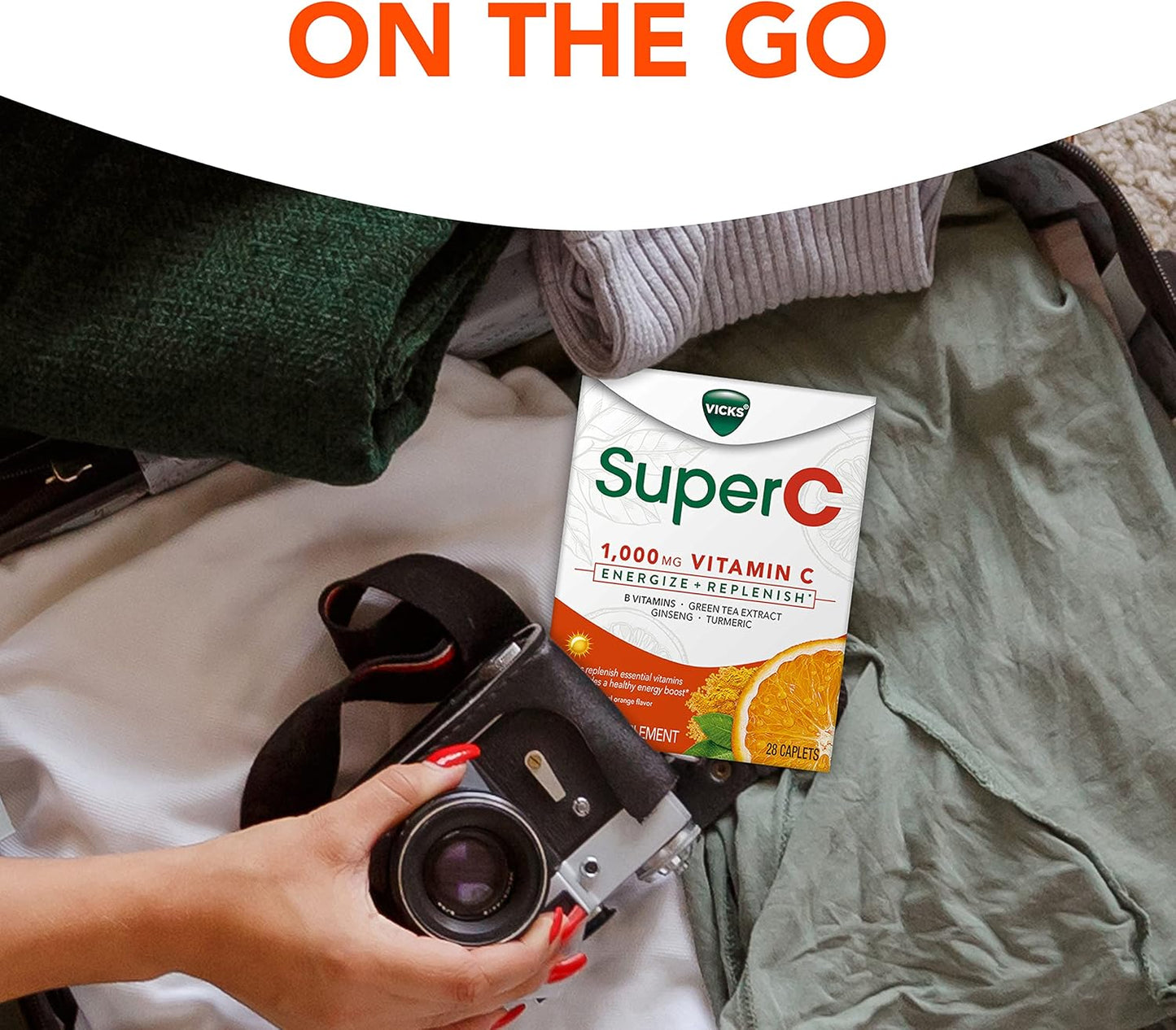 Energize + Replenish Daytime Dietary Supplement with Vitamin C, B Vitamins, Green Tea, Ginseng, and Turmeric Extracts - 28 Caplets