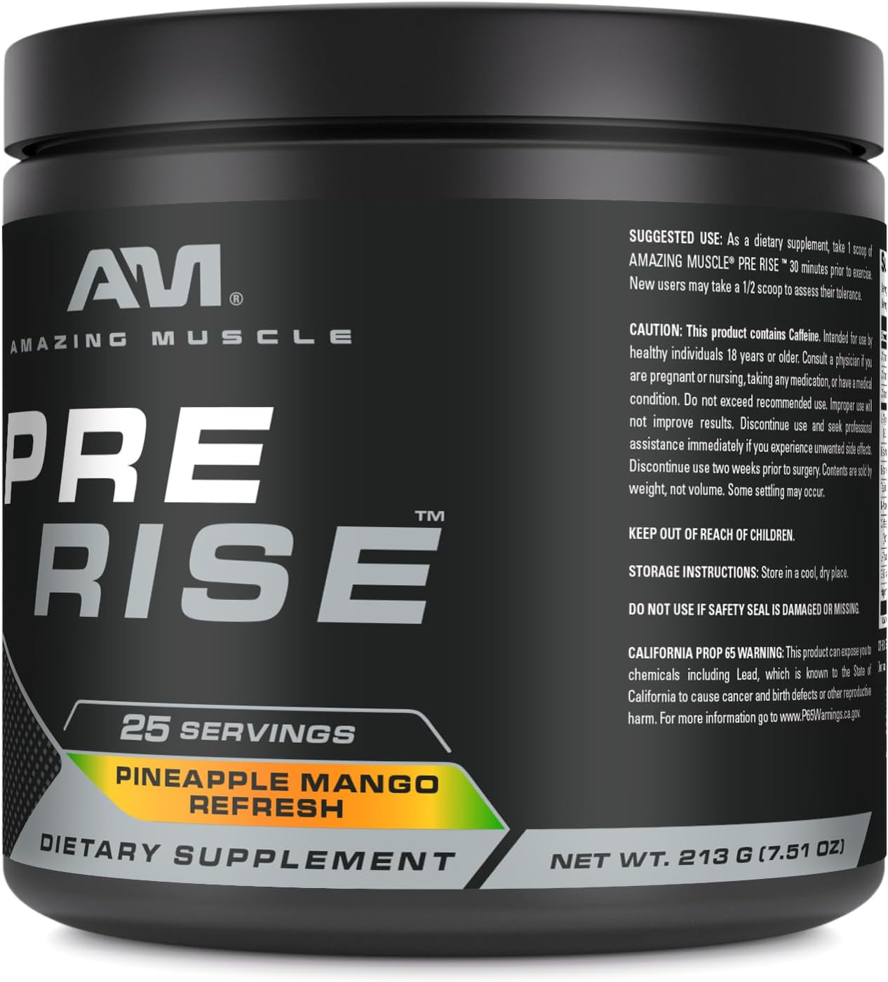 Energizing Pre-Workout Powder with Caffeine & Beta-Alanine for Men & Women, Pineapple Mango Flavor - 25 Servings