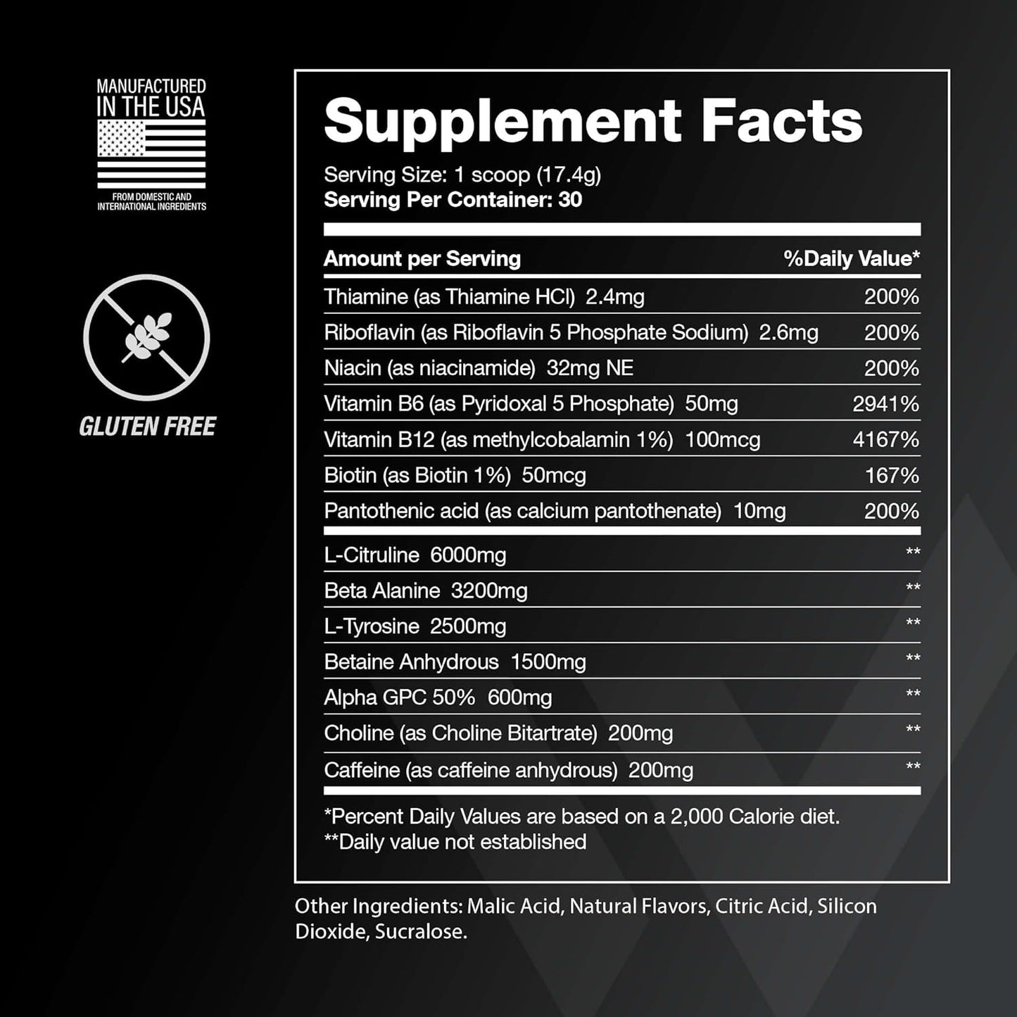 Energizing Pre Workout Powder with l theanine, Beta-Alanine, Alpha GPC - Sugar-Free Watermelon Flavor - Men & Women Fitness Booster