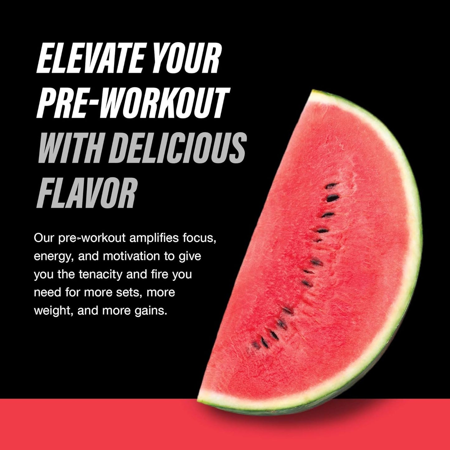 Energizing Pre Workout Powder with l theanine, Beta-Alanine, Alpha GPC - Sugar-Free Watermelon Flavor - Men & Women Fitness Booster