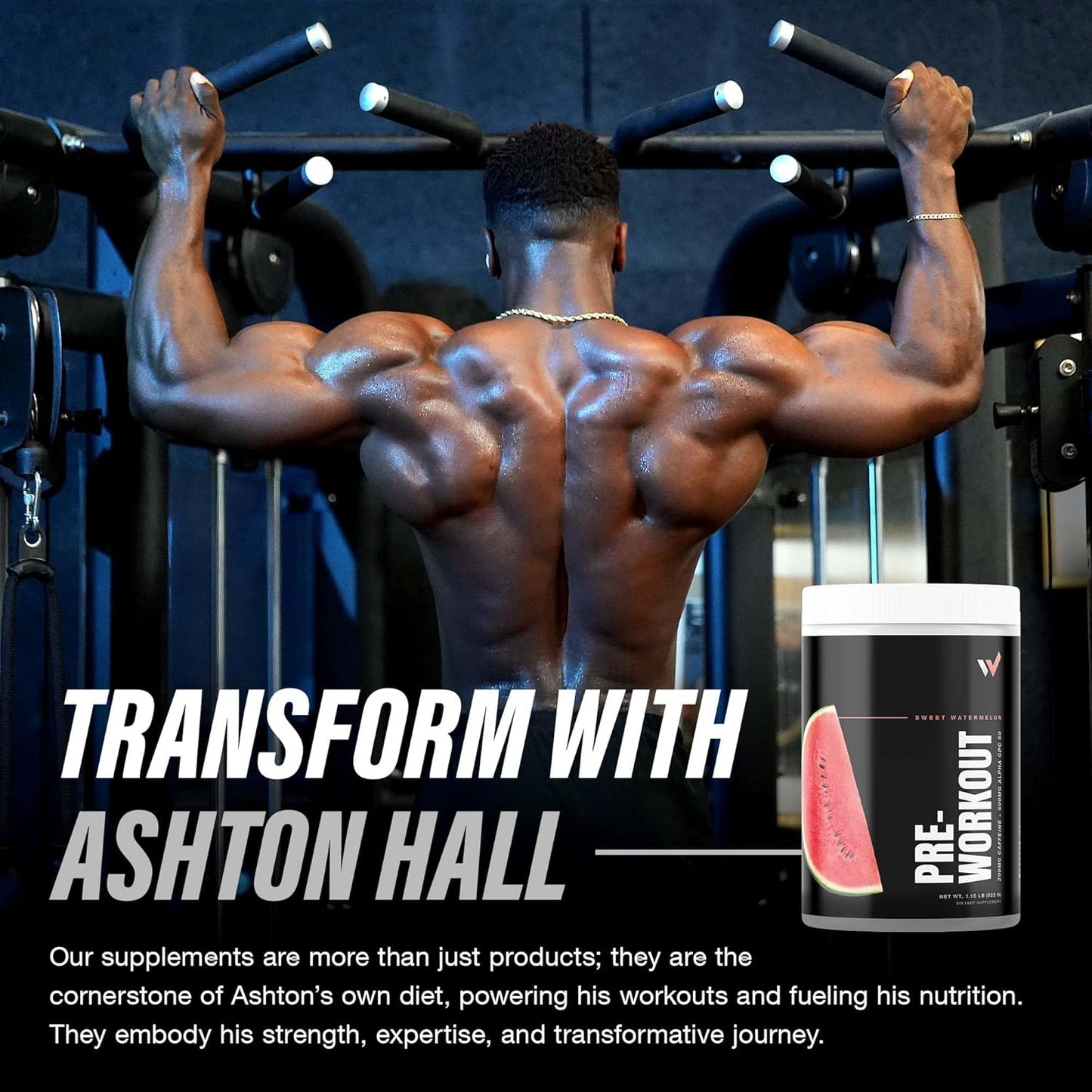 Energizing Pre Workout Powder with l theanine, Beta-Alanine, Alpha GPC - Sugar-Free Watermelon Flavor - Men & Women Fitness Booster