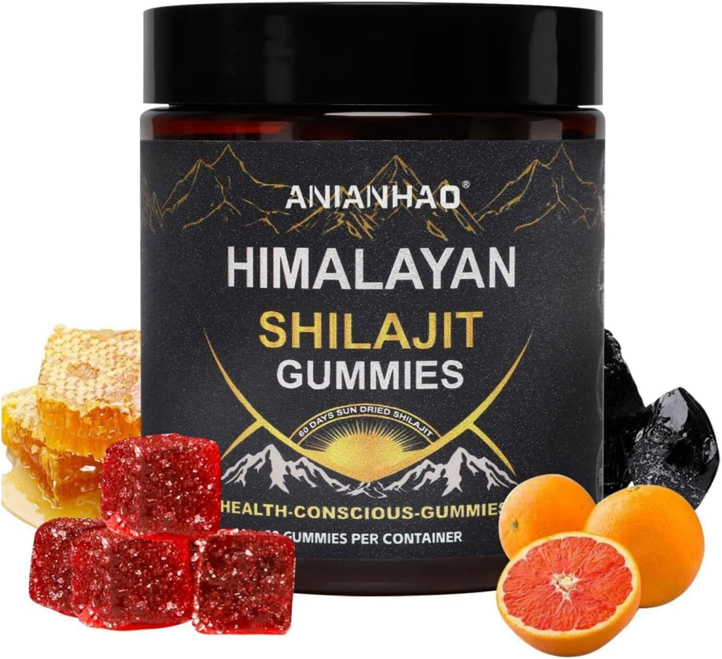 Energy-Boosting Himalayan Shilajit Gummies with Honey, Immune Support, Trace Minerals, Fulvic Acid - 60 Gummies for Health Conscious Individuals