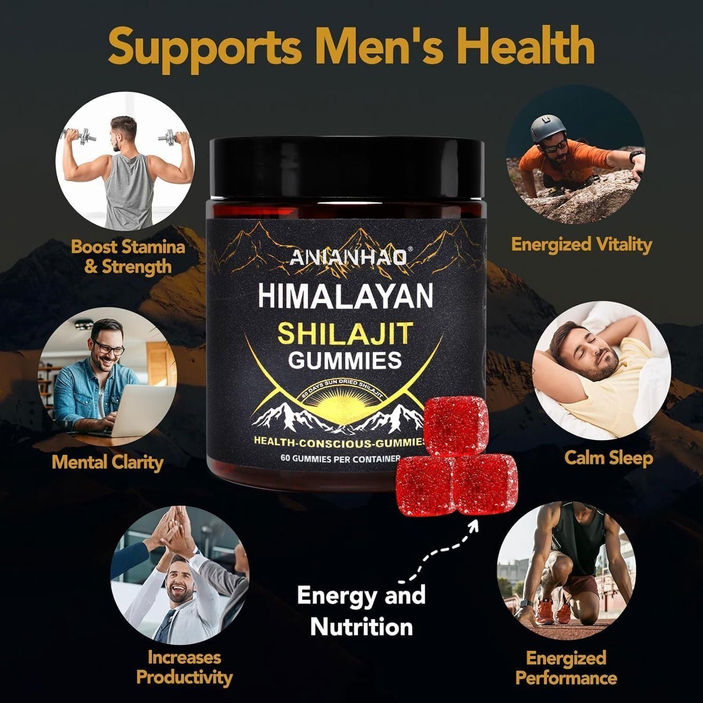Energy-Boosting Himalayan Shilajit Gummies with Honey, Immune Support, Trace Minerals, Fulvic Acid - 60 Gummies for Health Conscious Individuals