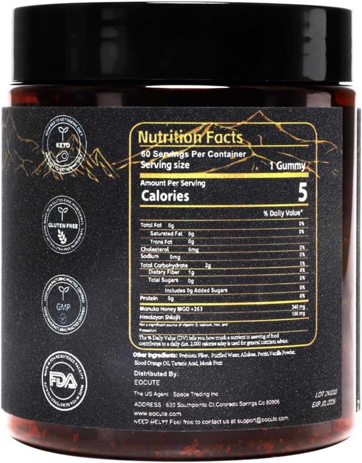 Energy-Boosting Himalayan Shilajit Gummies with Honey, Immune Support, Trace Minerals, Fulvic Acid - 60 Gummies for Health Conscious Individuals