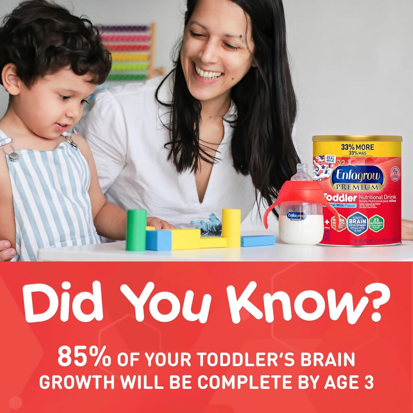 Enfagrow PREMIUM Toddler Nutritional Drink Powder Can, 32 Oz, Pack of 4, Natural Milk Flavor, Omega-3 DHA, Prebiotics, Vitamins, Non-GMO, Brain & Immune Support