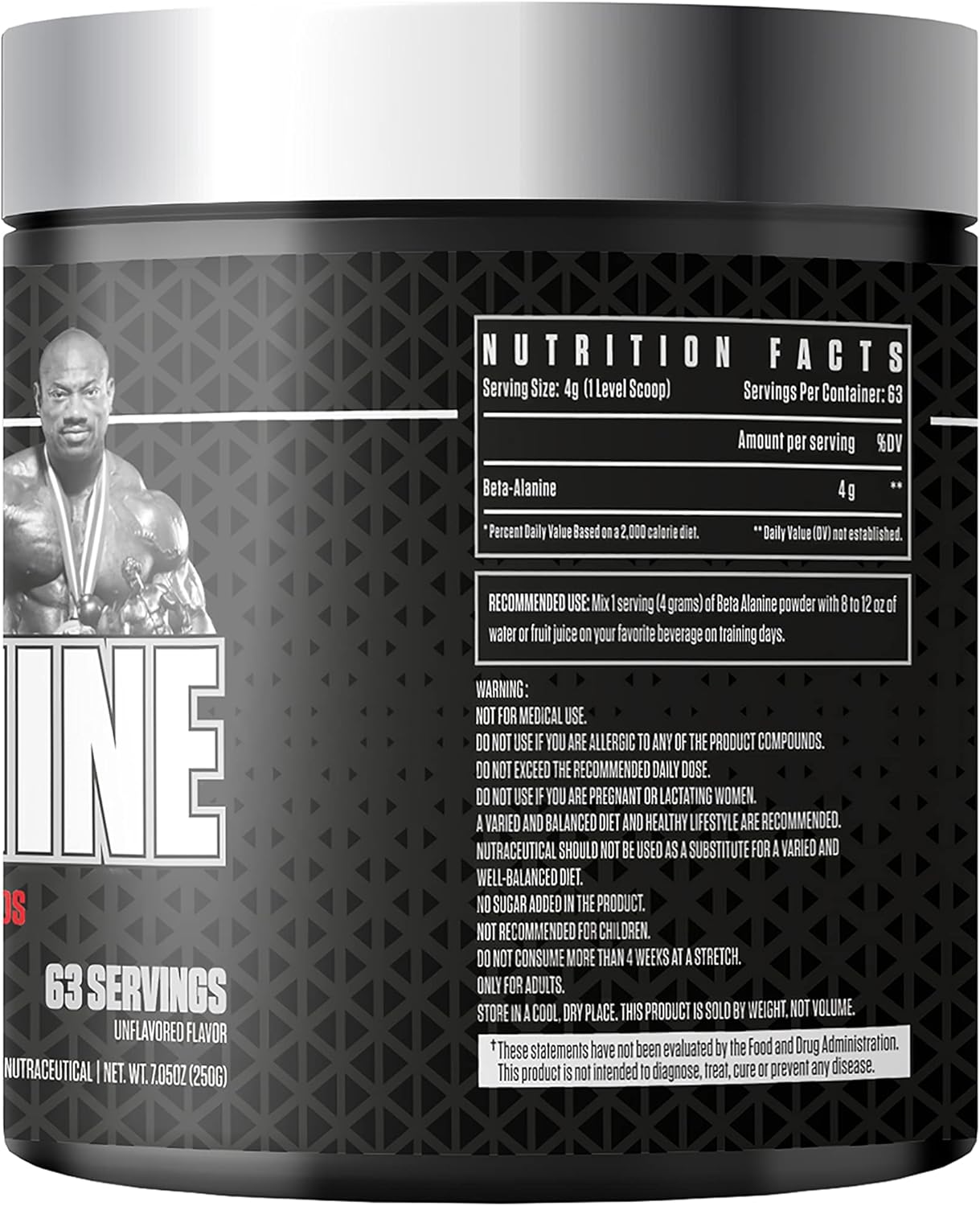 Enhance Endurance and Performance with Dexter Jackson Black Series Beta Alanine Powder - Premium Amino Acid Supplement for Athletes (250G, 63 Servings)