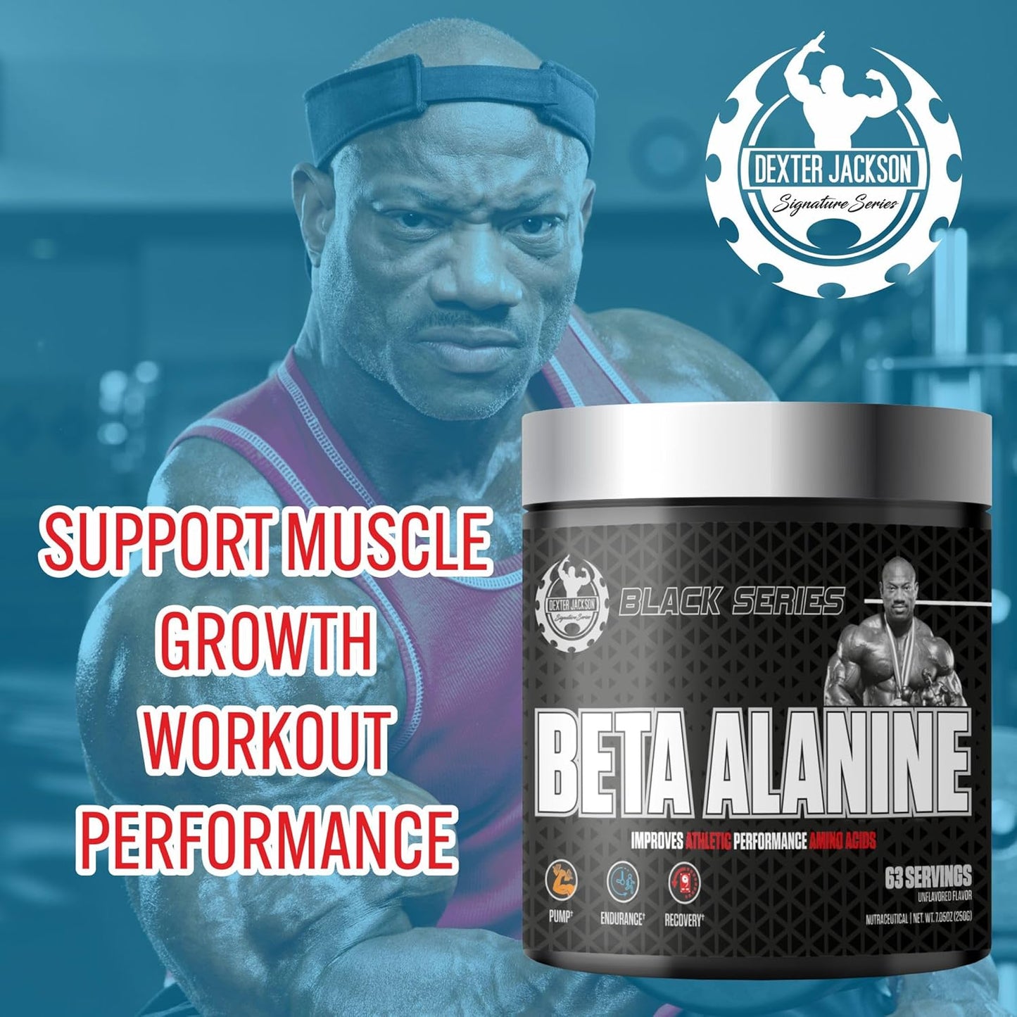 Enhance Endurance and Performance with Dexter Jackson Black Series Beta Alanine Powder - Premium Amino Acid Supplement for Athletes (250G, 63 Servings)