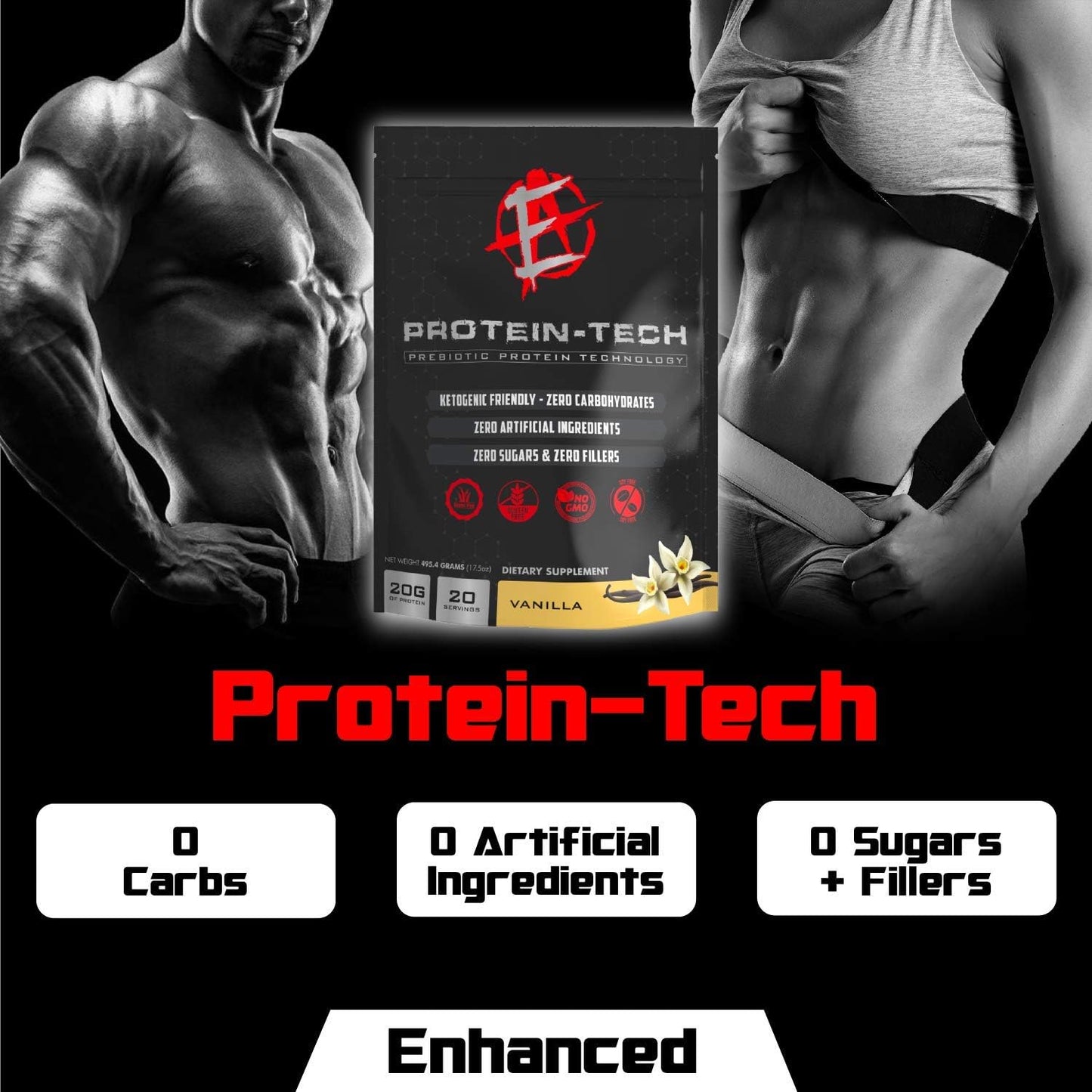 Enhanced Labs Smart Collagen Protein Powder - Keto Friendly Protein Supplement for Men & Women - Dairy, Carb, & Sugar Free - 20 Servings Vanilla Flavor