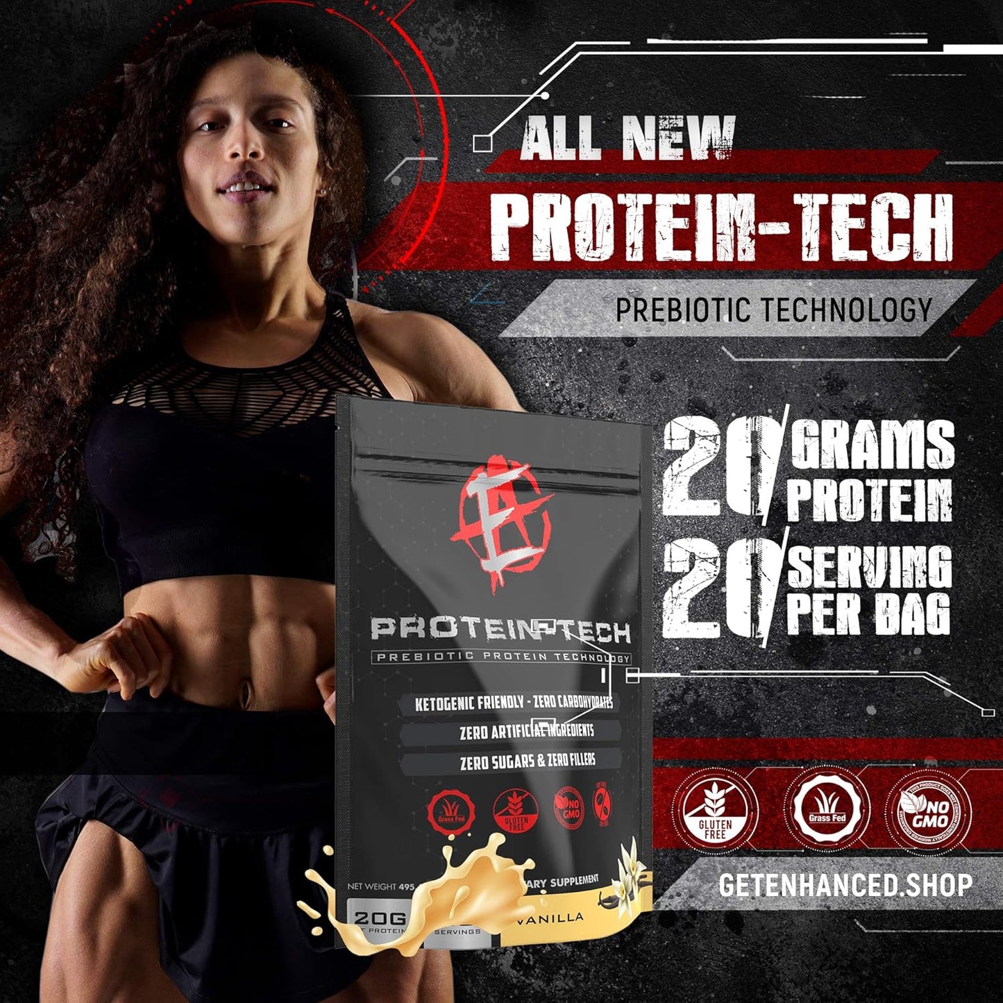 Enhanced Labs Smart Collagen Protein Powder - Keto Friendly Protein Supplement for Men & Women - Dairy, Carb, & Sugar Free - 20 Servings Vanilla Flavor