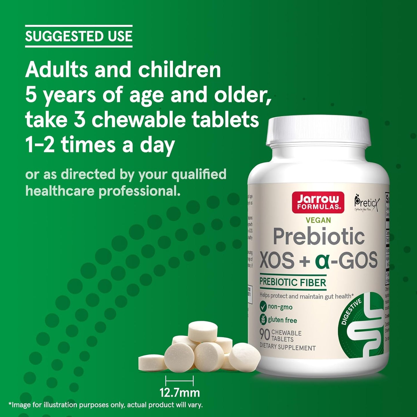Enrich Gut Microbiome with Jarrow Formulas Prebiotic XOS + GOS Fiber Complex Chewable Tablets - 90 Count