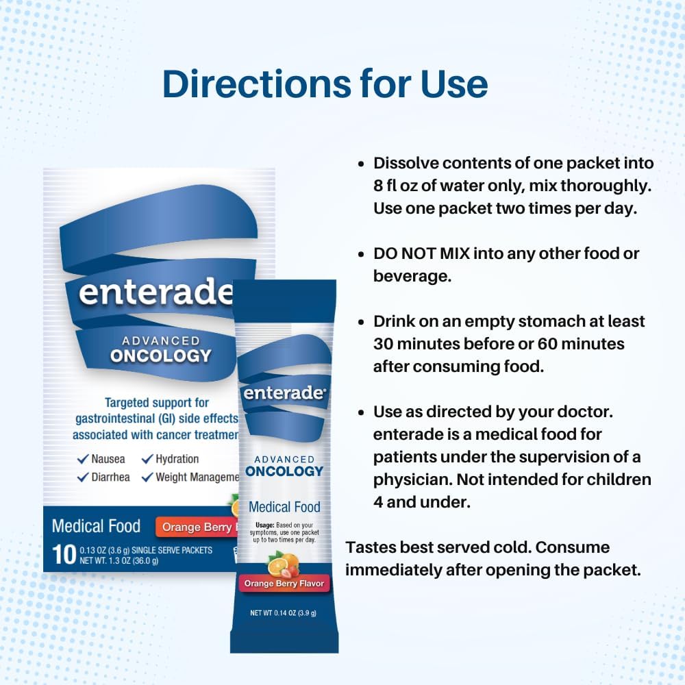 enterade® Advanced Oncology Orange Berry Powder Packets - Reduce GI Side Effects - 30 Single-Serving Packets