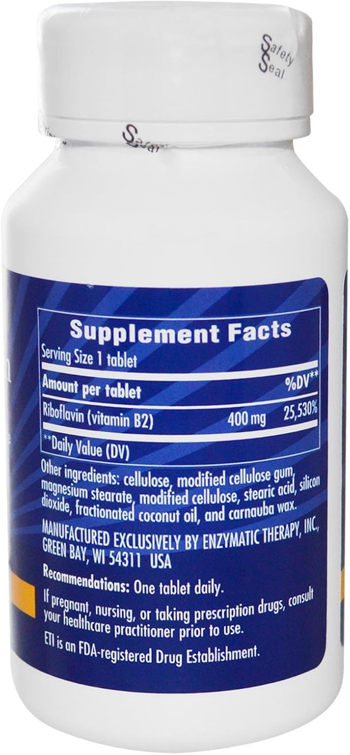 Enzymatic Therapy Riboflavin PhytoPharmica - 30 Tablets - Energy Support Supplement