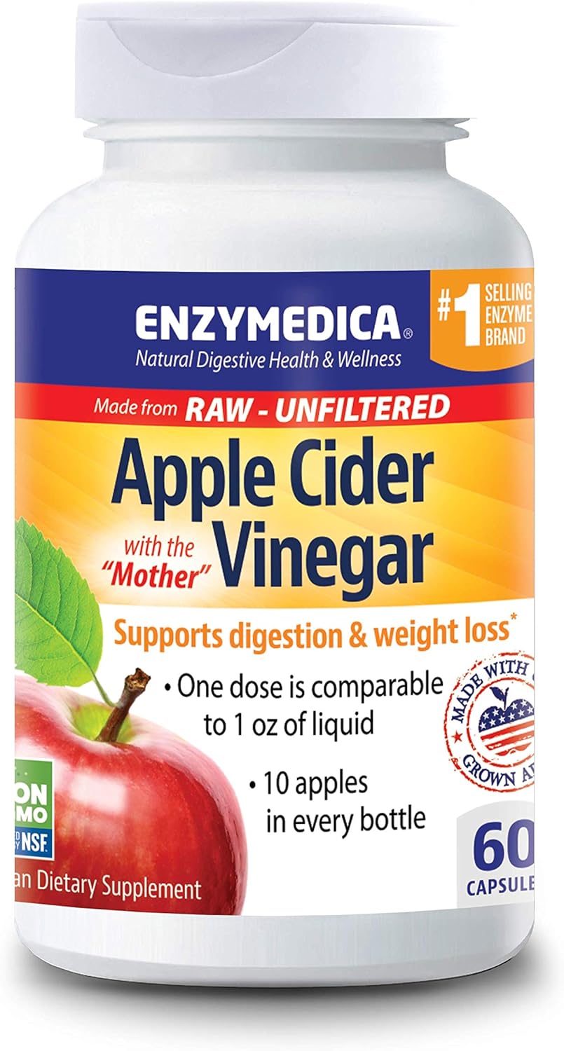 Enzymedica Apple Cider Vinegar Capsules for Healthy Weight and Digestive Support - 60 Count