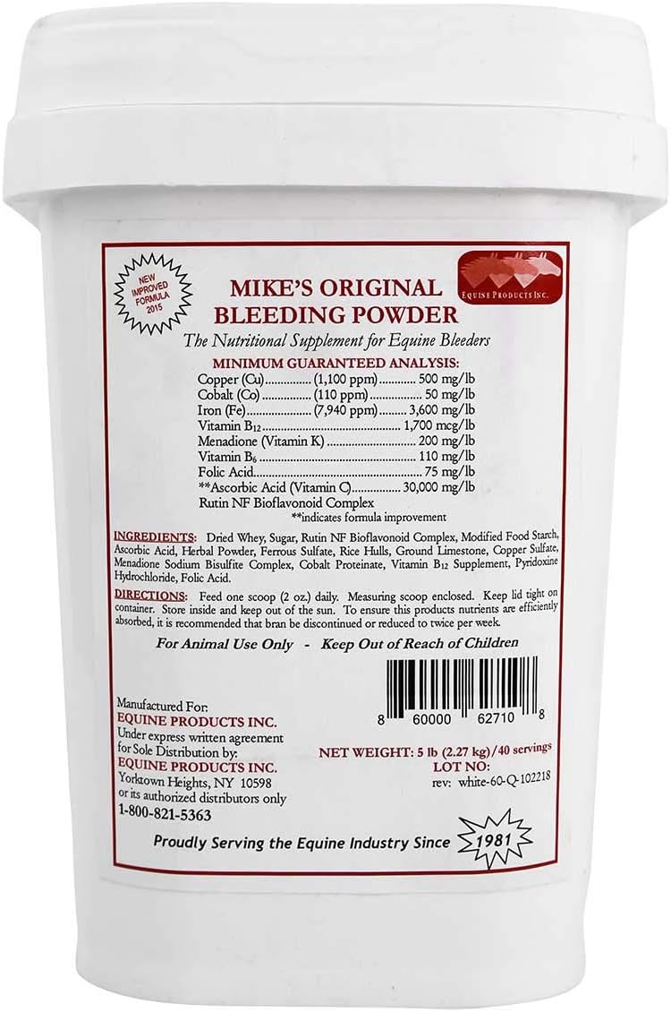 Equine Products Inc. Mikes Original Bleeding Powder 5 lb - Natural Equine Supplement for Blood Health