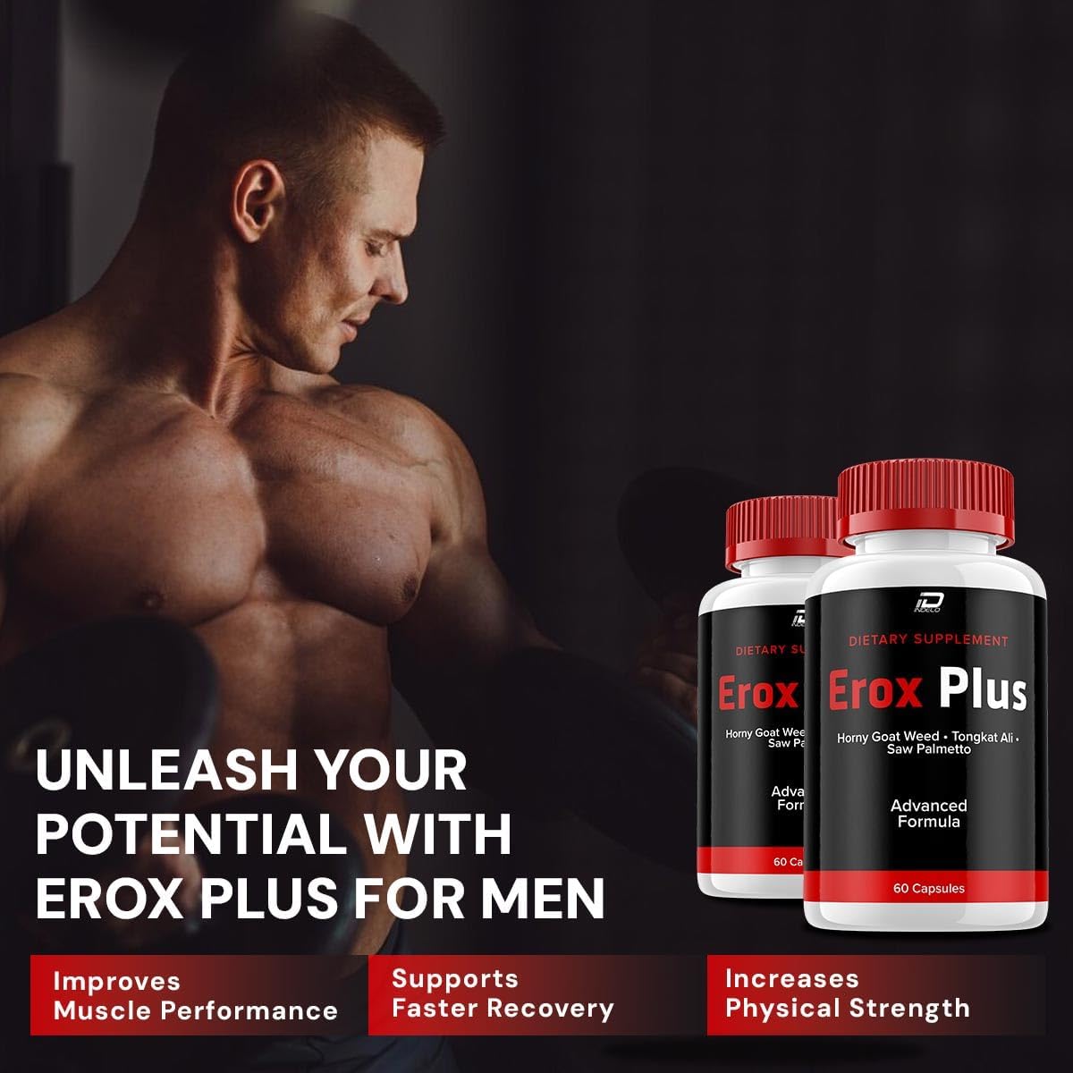Erox Plus Men's Vitamin Complex Capsules - Official Formula Dietary Supplement - All Natural Support Formula - 60 Capsules