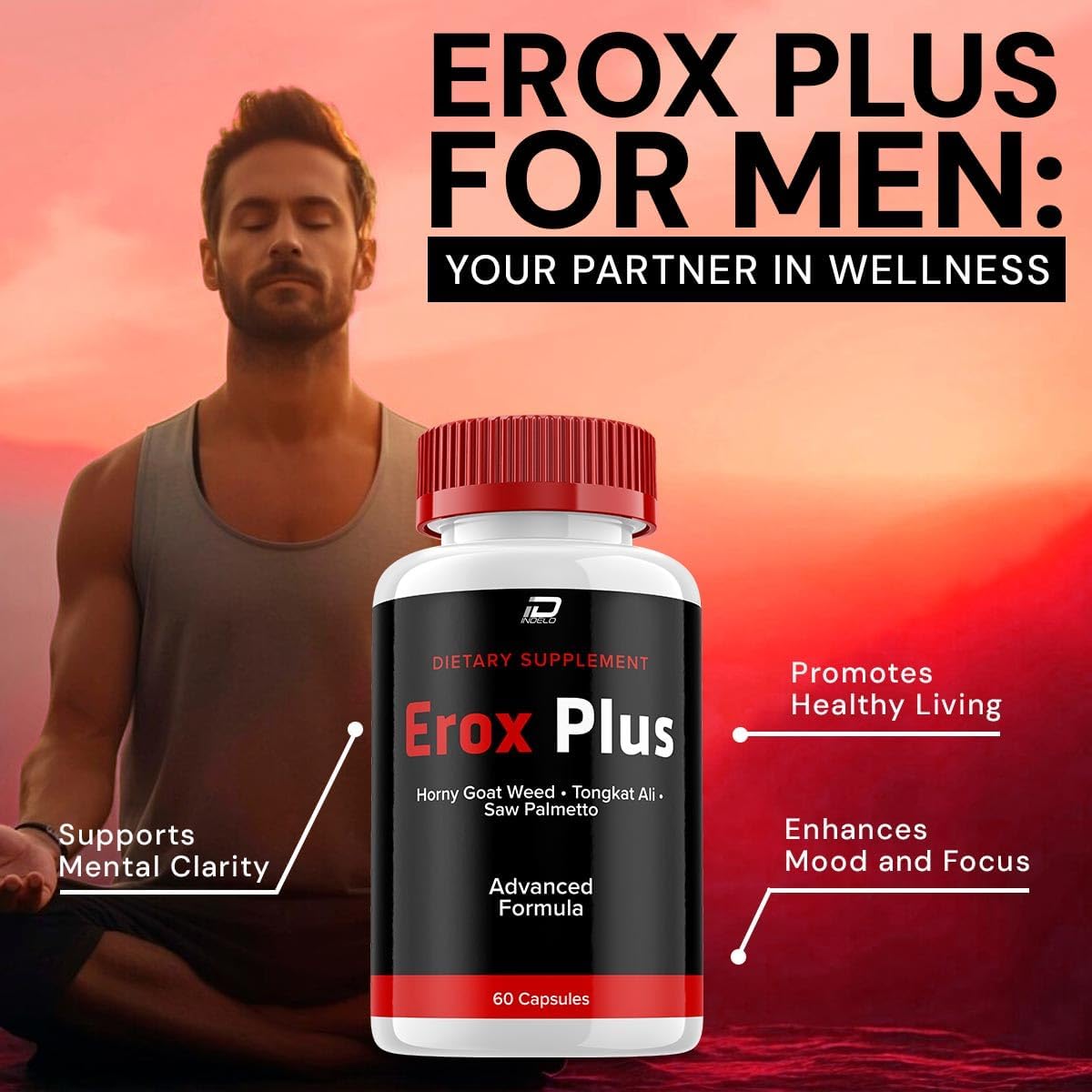 Erox Plus Men's Vitamin Complex Capsules - Official Formula Dietary Supplement - All Natural Support Formula - 60 Capsules