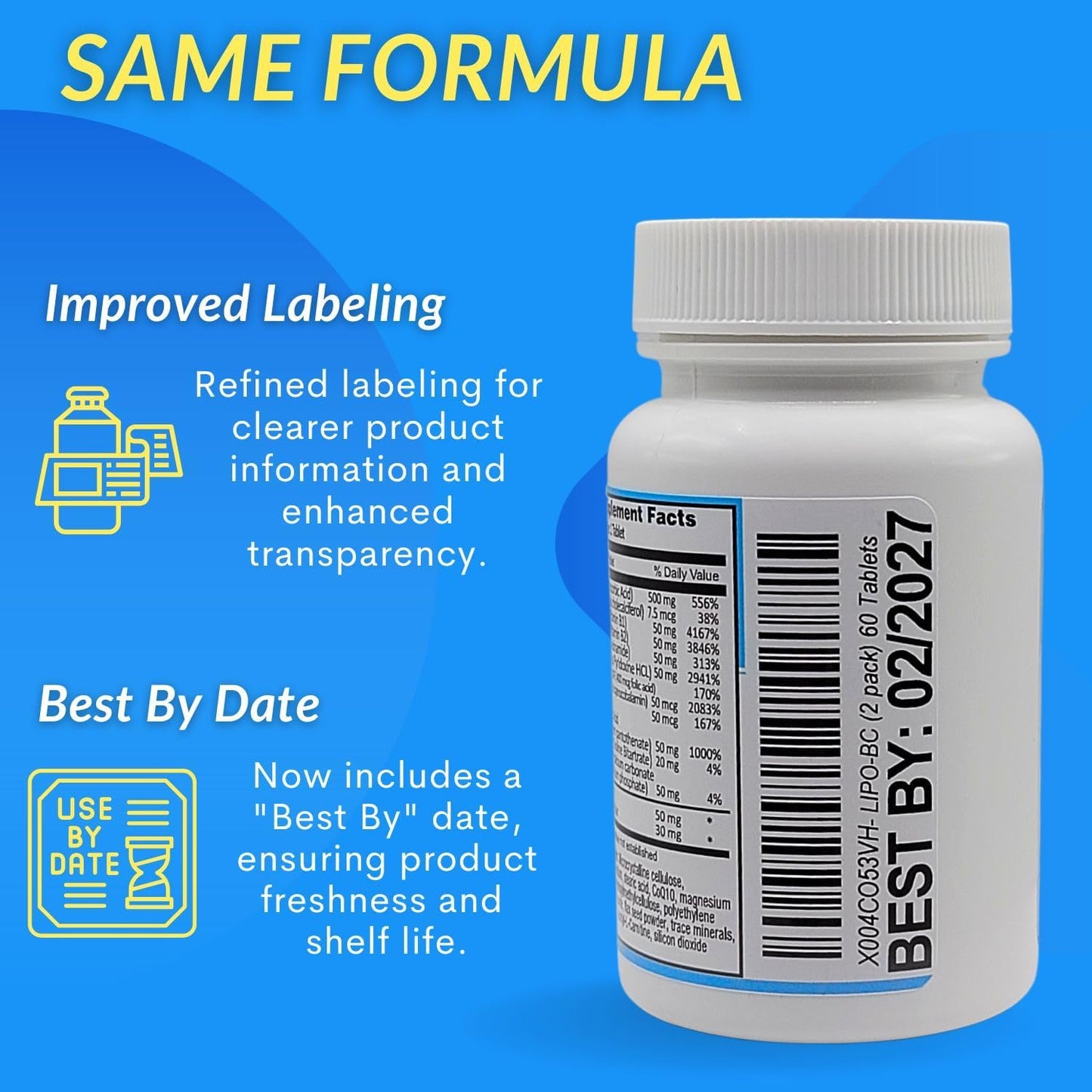 ES Global Lipo B-Complex BC Tablets (60 Count) by Legere Pharmaceuticals - ES Global Brand