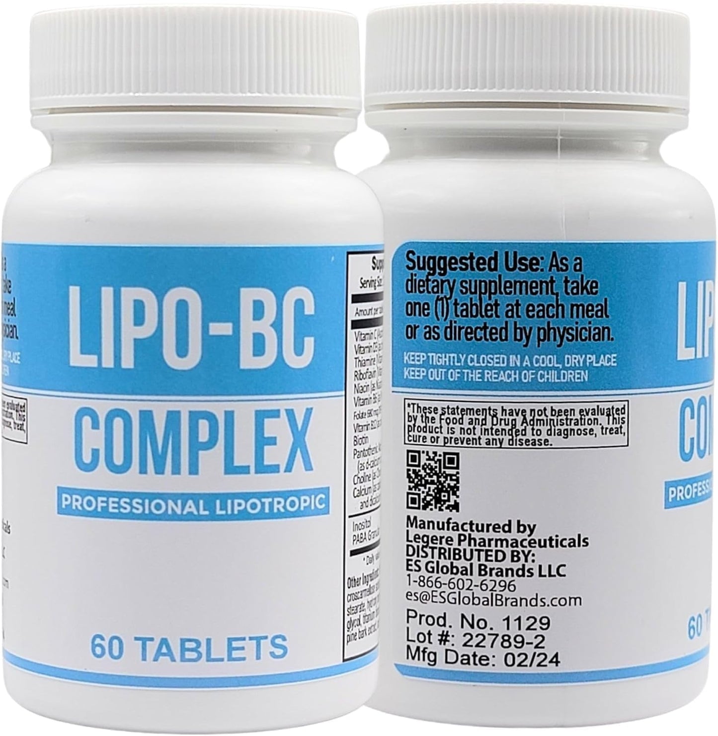 ES Global Lipo B-Complex BC Tablets (60 Count) by Legere Pharmaceuticals - ES Global Brand