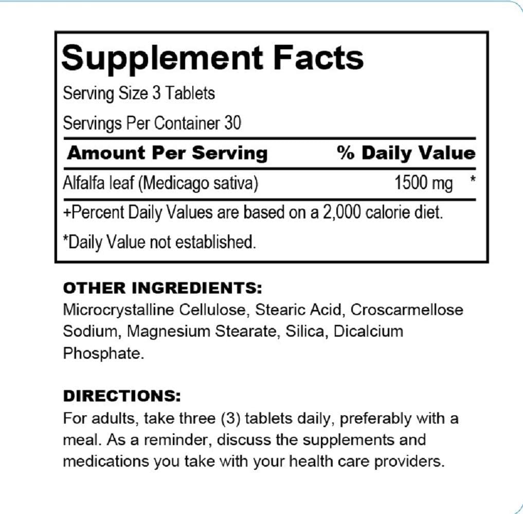 Esmond Natural Alfalfa with Celery & Black Cherry - 1500mg, 90 Tablets - Nourishing Overall Health - GMP Certified - Made in USA