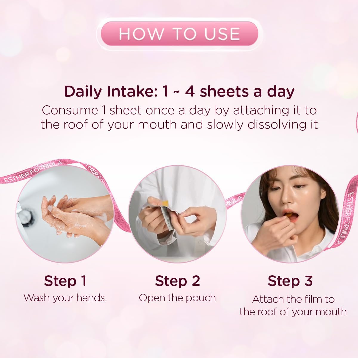 ESTHER FORMULA Glutathione Oral Film 3X 320mg (30pcs), Korean Skin Whitening Supplement with Enhanced Absorption