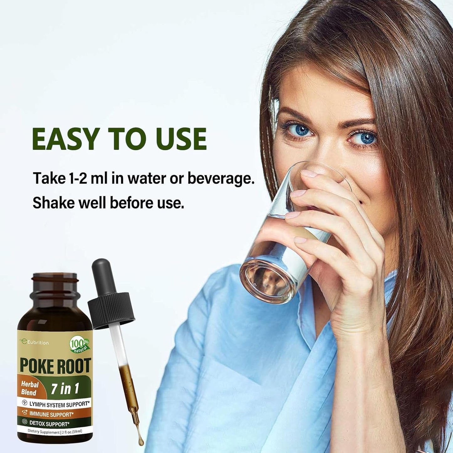 Eubrition Poke Root Herbal Extract Drops for Lymphatic Drainage & Immune System Support - 2oz