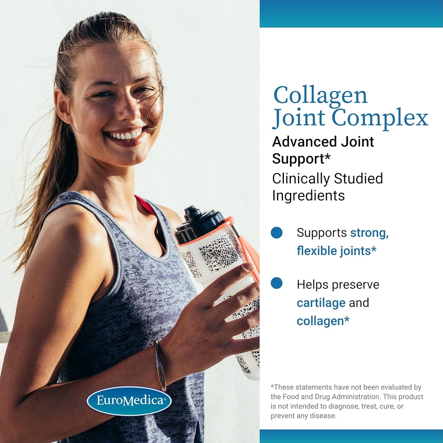 Euromedica Joint Complex Capsules - 60 Count - Type II Collagen, Glucosamine, Chondroitin, Hyaluronic Acid, Boswellia - Advanced Joint Support - Non-GMO - 20 Servings