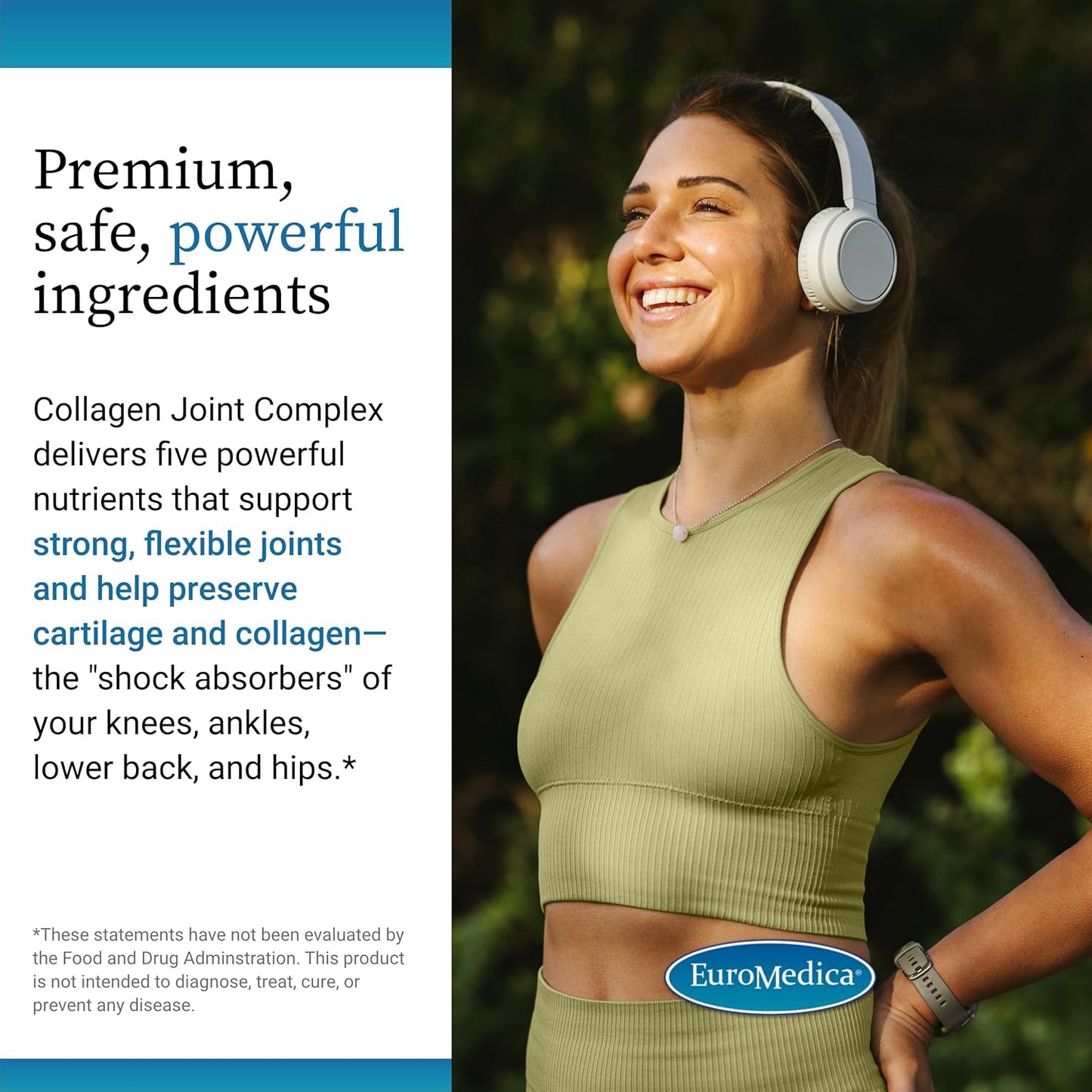 Euromedica Joint Complex Capsules - 60 Count - Type II Collagen, Glucosamine, Chondroitin, Hyaluronic Acid, Boswellia - Advanced Joint Support - Non-GMO - 20 Servings